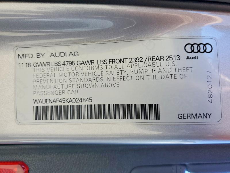 Aukcja sprzedaży 2019 Audi A4, vin: WAUENAF45KA024845, numer aukcji: 65718856