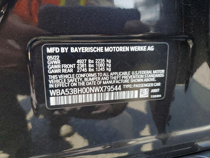 Продаж на аукціоні авто 2022 Bmw 530, vin: WBA53BH00NWX79544, номер лоту: 64898686