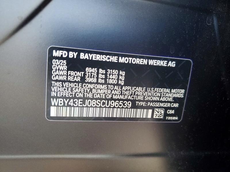 Aukcja sprzedaży 2025 Bmw I7, vin: WBY43EJ08SCU96539, numer aukcji: 65181596