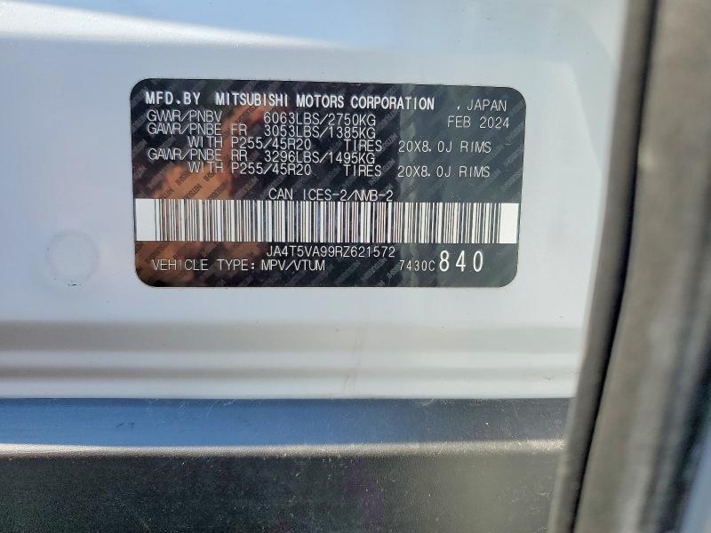 Aukcja sprzedaży 2024 Mitsubishi Outlander, vin: JA4T5VA99RZ621572, numer aukcji: 63746046