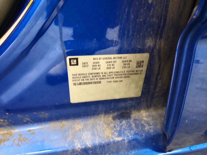 Aukcja sprzedaży 2017 Chevrolet Sonic, vin: 1G1JB5SH0H4156938, numer aukcji: 68088196