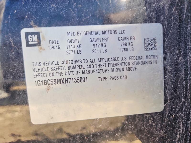 65630306 :رقم المزاد ، 1G1BC5SMXH7135091 vin ، 2017 Chevrolet Cruze مزاد بيع