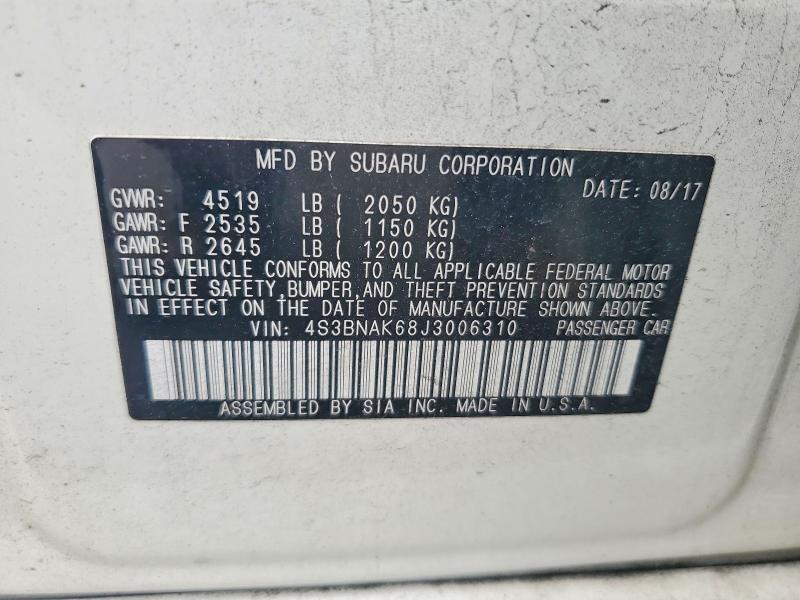 2018 Subaru Legacy მანქანა იყიდება აუქციონზე, vin: 4S3BNAK68J3006310, აუქციონის ნომერი: 65484746
