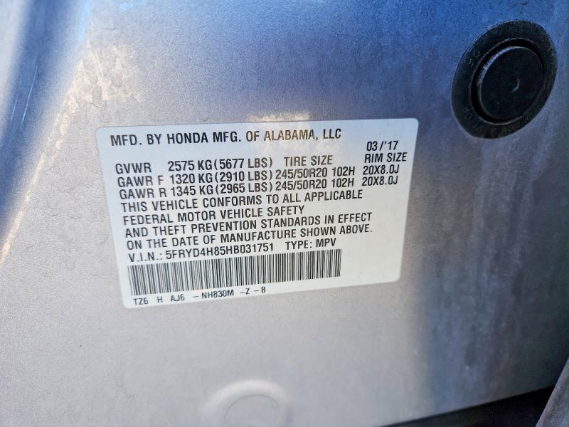 Aukcja sprzedaży 2017 Acura Mdx, vin: 5FRYD4H85HB031751, numer aukcji: 65911546