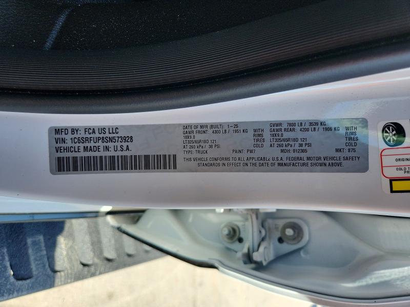 Продаж на аукціоні авто 2025 Ram 1500, vin: 1C6SRFUP8SN573928, номер лоту: 64455366