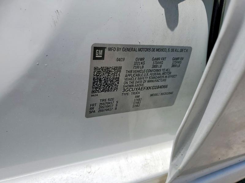 65550116 :رقم المزاد ، 3GCUYAEFXKG184066 vin ، 2019 Chevrolet Silverado مزاد بيع