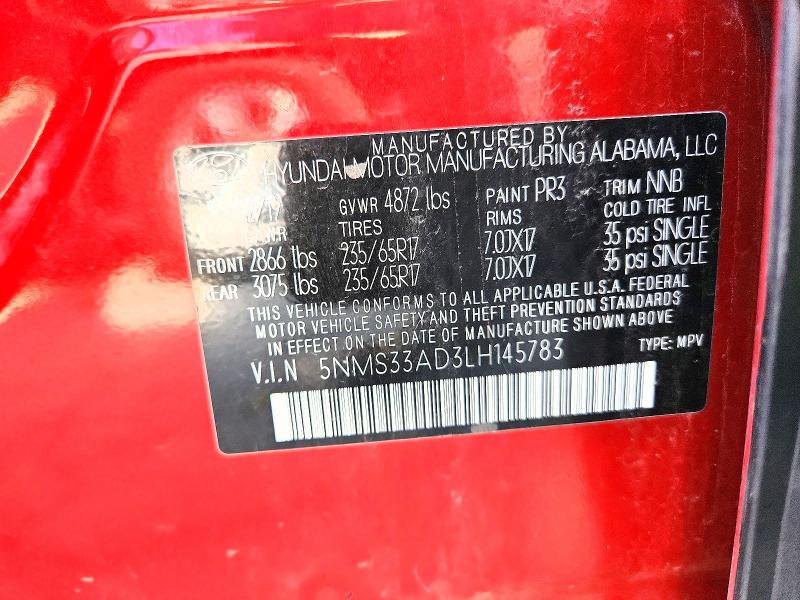 Продажа на аукционе авто 2020 Hyundai Santa Fe, vin: 5NMS33AD3LH145783, номер лота: 65355556