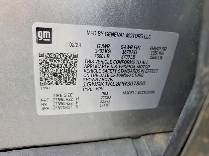 65686216 :رقم المزاد ، 1GNSKTKL8PR307800 vin ، 2023 Chevrolet Tahoe مزاد بيع