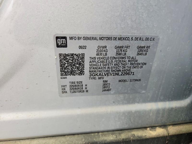 64284296 :رقم المزاد ، 3GKALVEV1NL229671 vin ، 2022 Gmc Terrain مزاد بيع