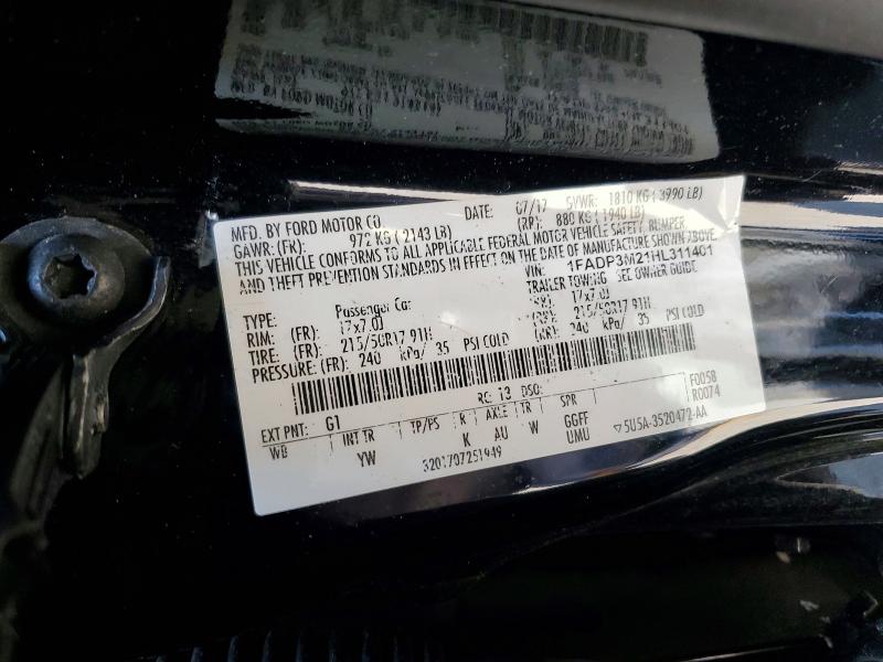 63238506 :رقم المزاد ، 1FADP3M21HL311401 vin ، 2017 Ford Focus مزاد بيع