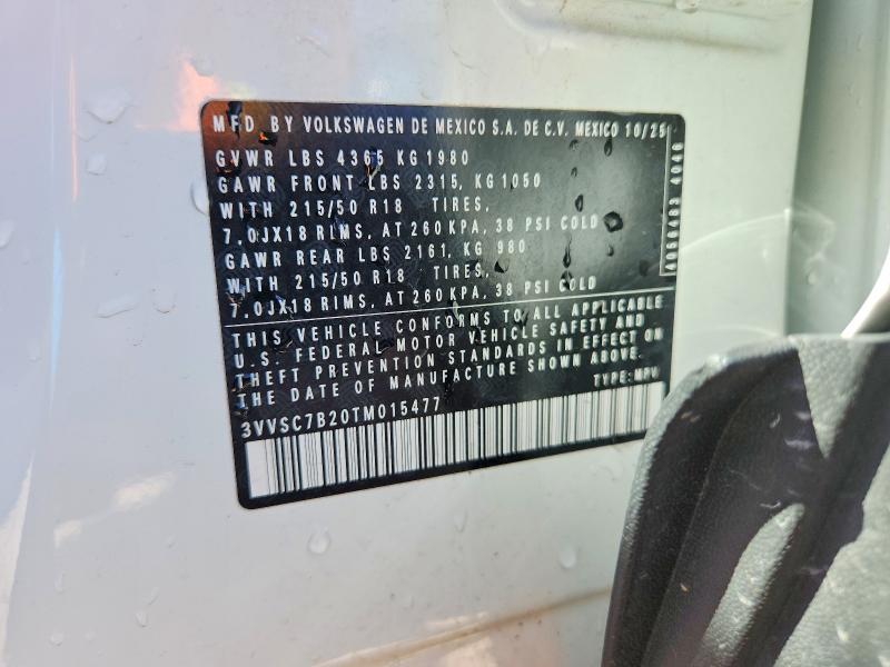 Aukcja sprzedaży 2026 Volkswagen Taos, vin: 3VVSC7B20TM015477, numer aukcji: 65941376