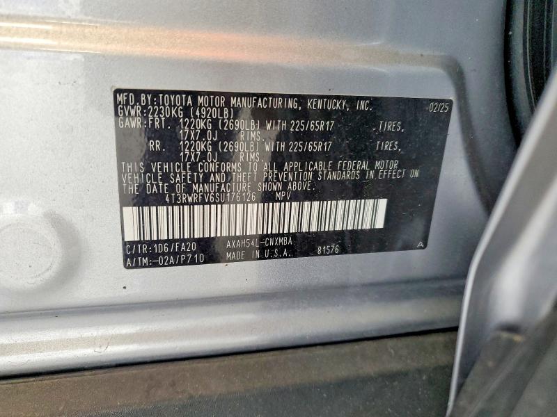 65295056 :رقم المزاد ، 4T3RWRFV6SU176126 vin ، 2025 Toyota Rav4 Hybrid مزاد بيع