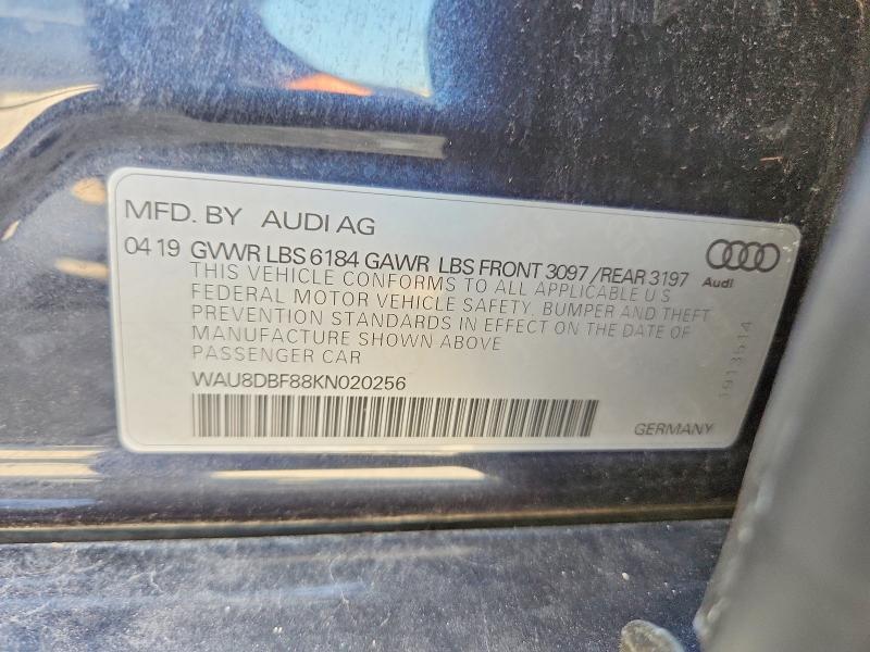 Aukcja sprzedaży 2019 Audi A8, vin: WAU8DBF88KN020256, numer aukcji: 66641166