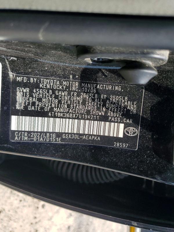 Продажа на аукционе авто 2007 Toyota Avalon, vin: 4T1BK36BX7U194211, номер лота: 65414256