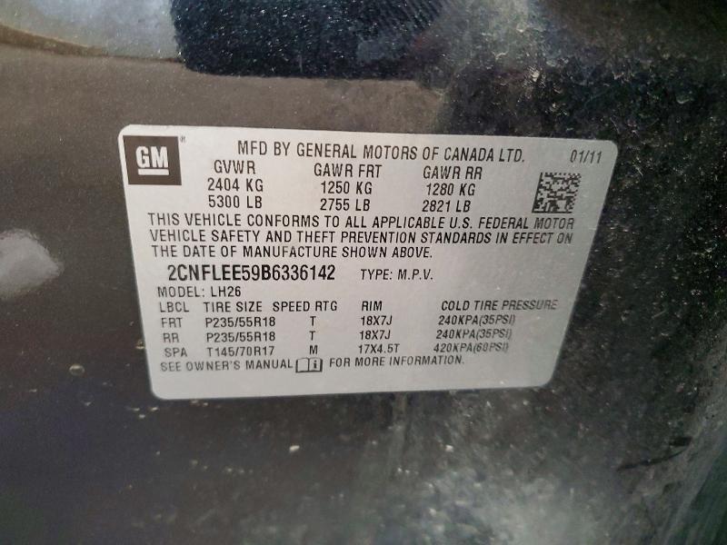 Продаж на аукціоні авто 2011 Chevrolet Equinox, vin: 2CNFLEE59B6336142, номер лоту: 63574266