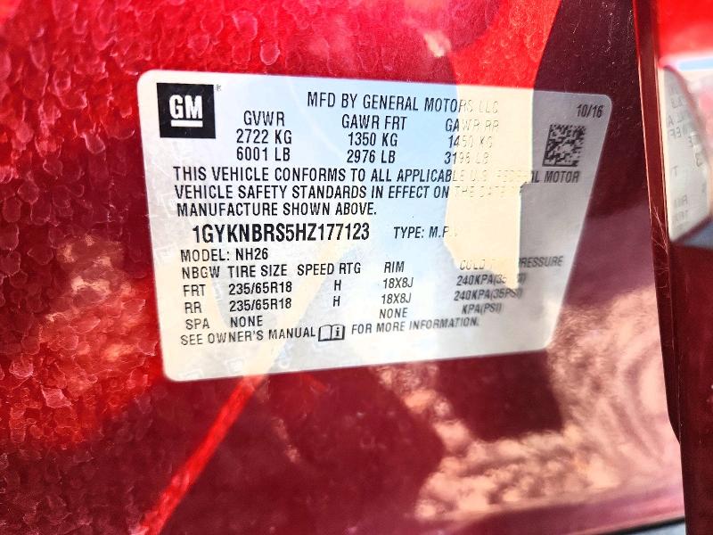 Auction sale of the 2017 Cadillac Xt5, vin: 1GYKNBRS5HZ177123, lot number: 63646906