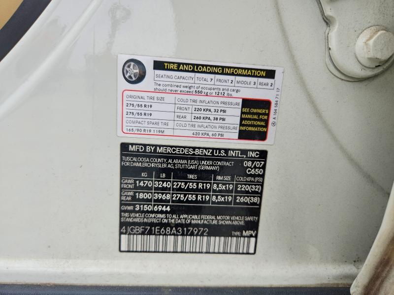 Продажа на аукционе авто 2008 Mercedes-benz Gl, vin: 4JGBF71E68A317972, номер лота: 63350476