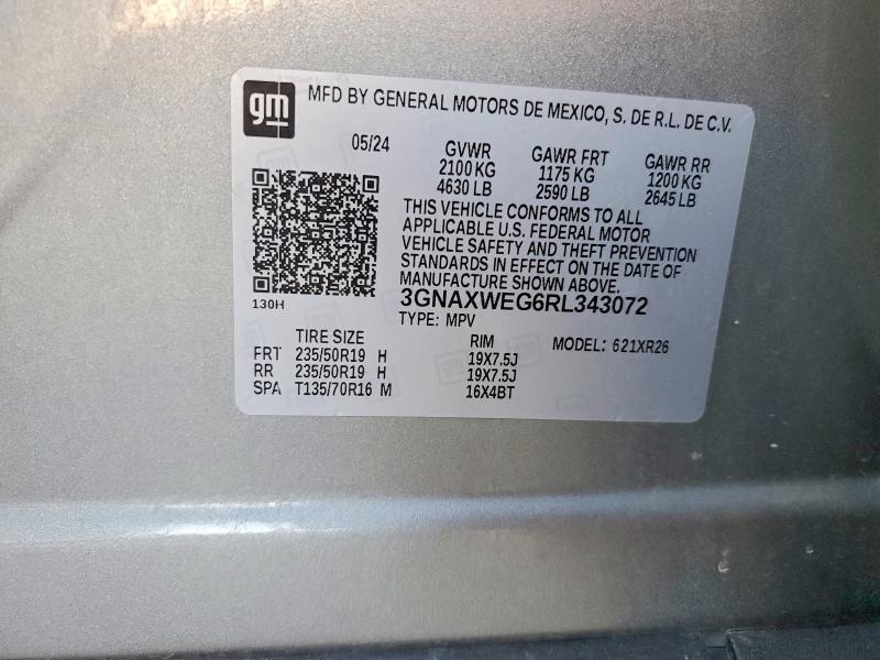 Продаж на аукціоні авто 2024 Chevrolet Equinox, vin: 3GNAXWEG6RL343072, номер лоту: 66435946