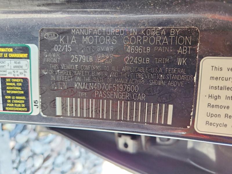 Auction sale of the 2015 Kia Cadenza, vin: KNALN4D70F5197600, lot number: 67080716