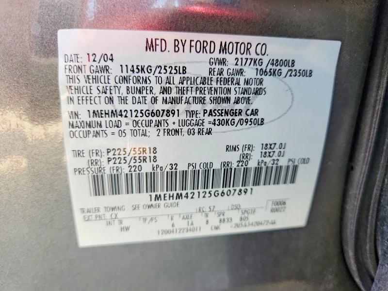 64137986 :رقم المزاد ، 1MEHM42125G607891 vin ، 2005 Mercury Montego مزاد بيع