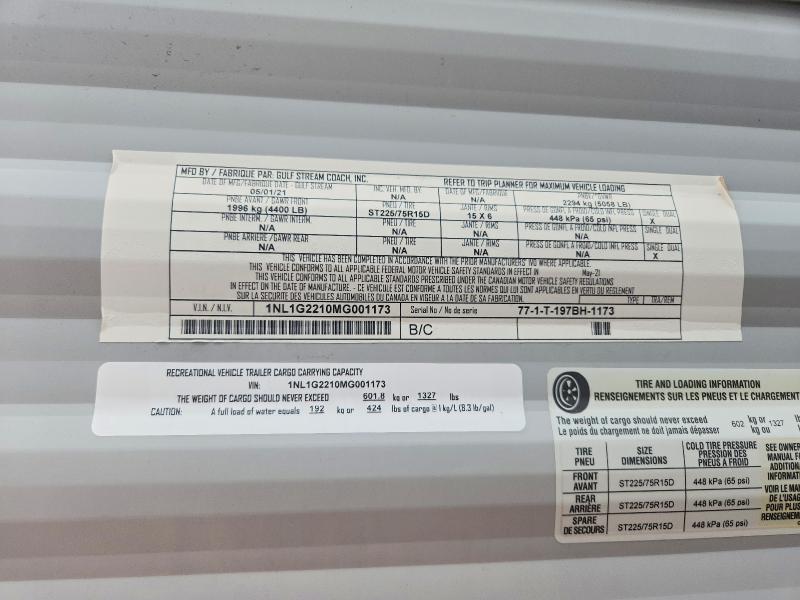 Продажа на аукционе авто 2021 Gulf Stream Ameri-lite, vin: 1NL1G2210MG001173, номер лота: 63180566