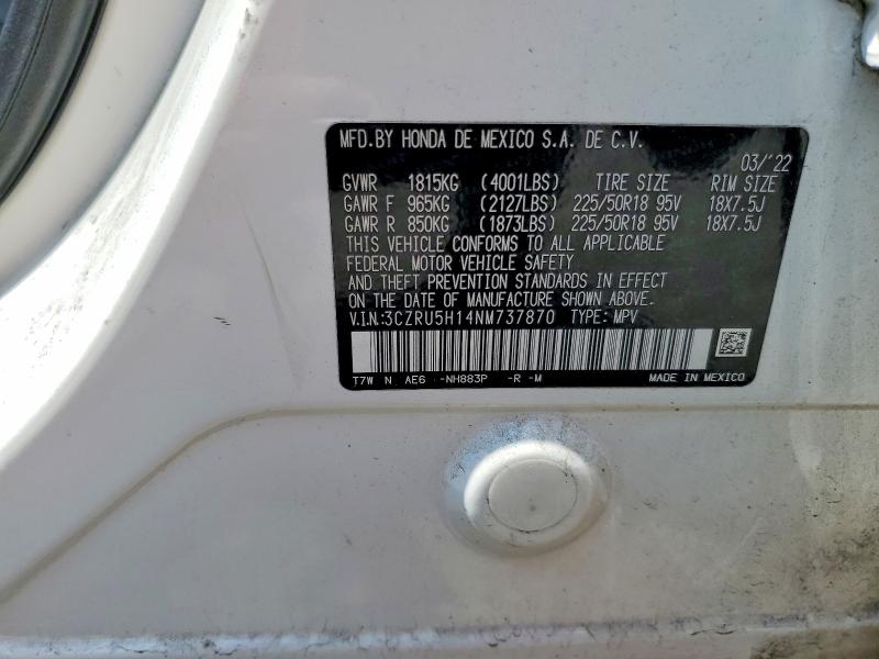 Продаж на аукціоні авто 2022 Honda Hr-v, vin: 3CZRU5H14NM737870, номер лоту: 63532756
