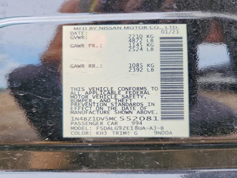 Продаж на аукціоні авто 2021 Nissan Leaf, vin: 1N4BZ1DV5MC552081, номер лоту: 63505806