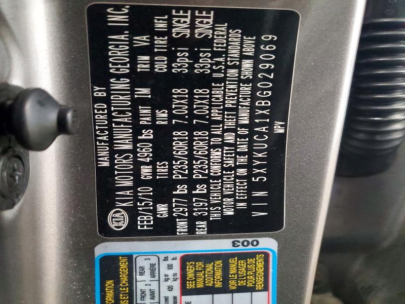 Продаж на аукціоні авто 2011 Kia Sorento, vin: 5XYKUCA1XBG029069, номер лоту: 67189246