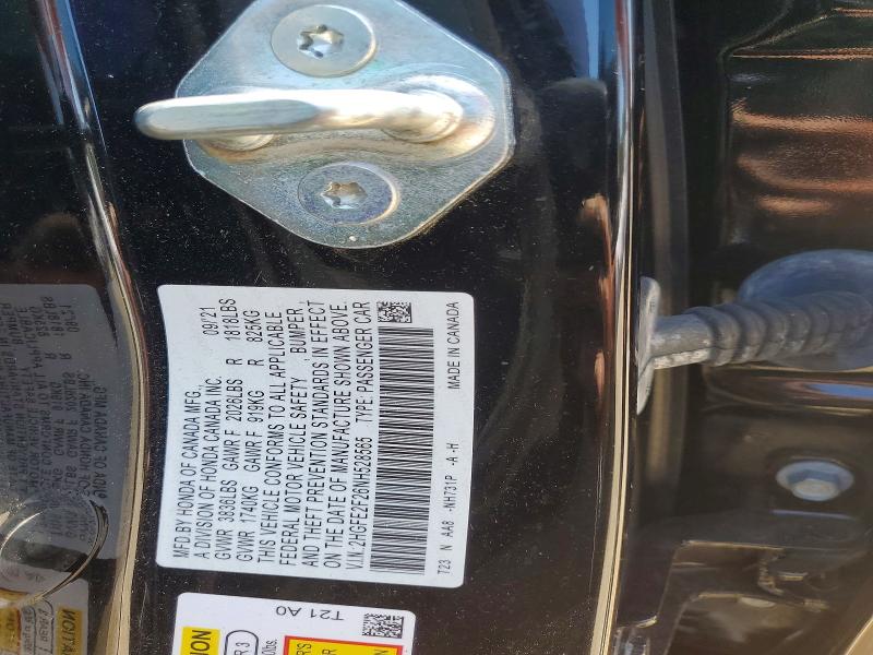 66843916 :رقم المزاد ، 2HGFE2F26NH528565 vin ، 2022 Honda Civic مزاد بيع