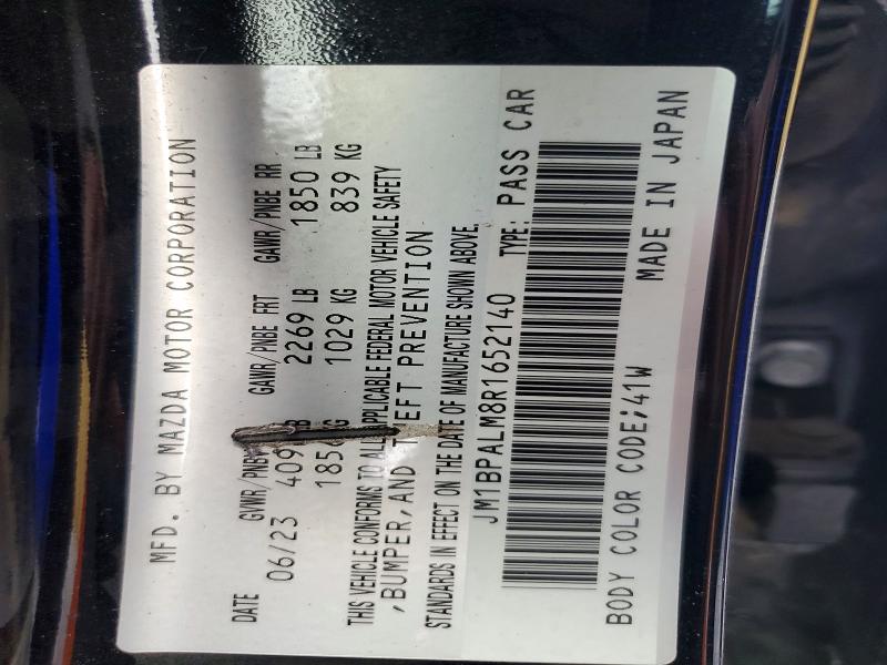 66307306 :رقم المزاد ، JM1BPALM8R1652140 vin ، 2024 Mazda 3 مزاد بيع