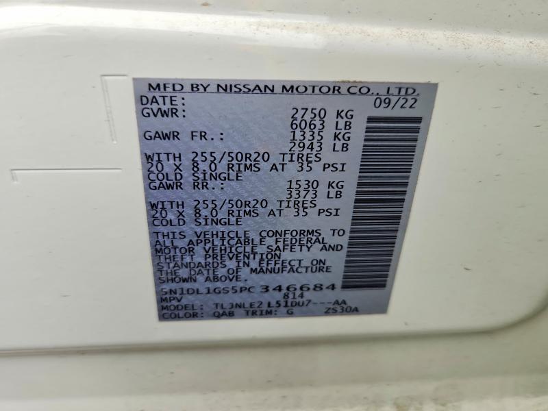Auction sale of the 2023 Infiniti Qx60, vin: 5N1DL1GS5PC346684, lot number: 64234056