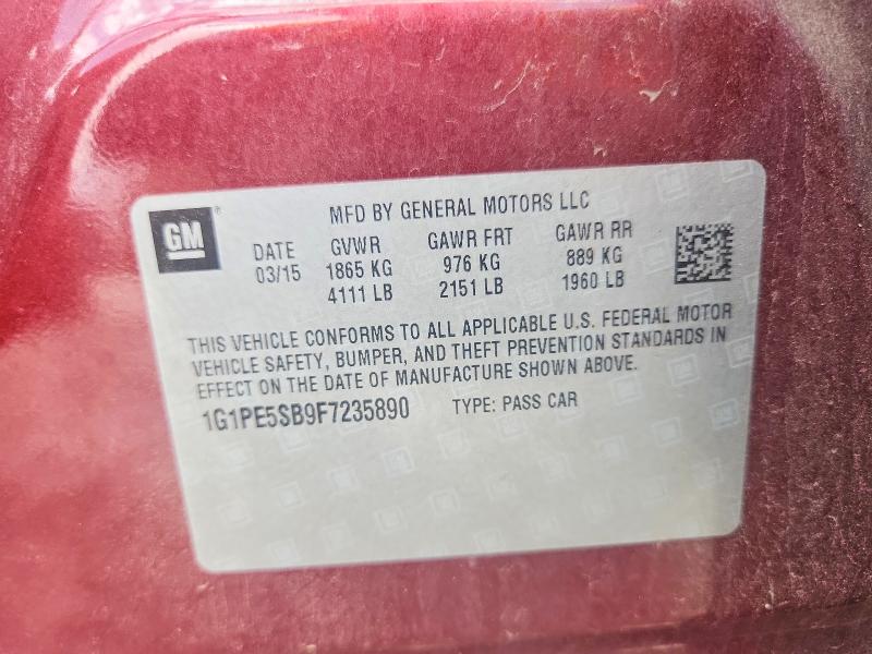 2015 Chevrolet Cruze მანქანა იყიდება აუქციონზე, vin: 1G1PE5SB9F7235890, აუქციონის ნომერი: 63360056