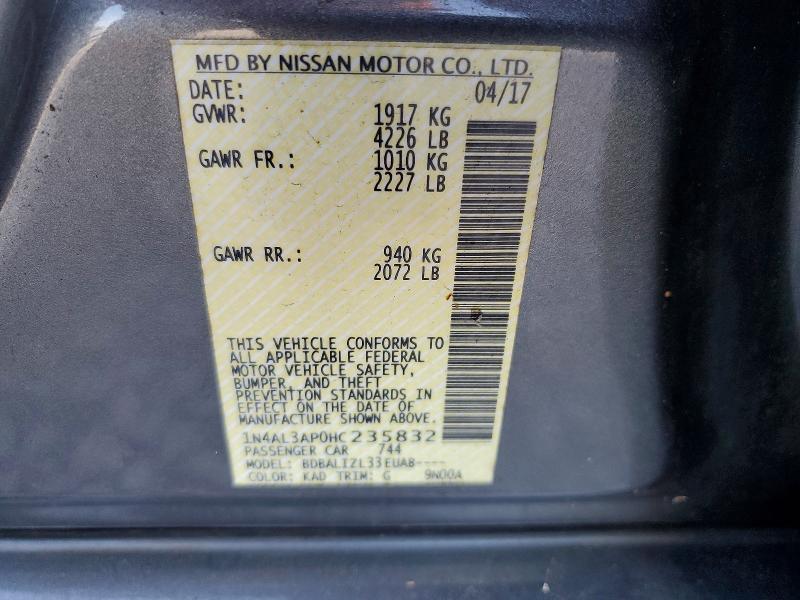 64049306 :رقم المزاد ، 1N4AL3AP0HC235832 vin ، 2017 Nissan Altima مزاد بيع