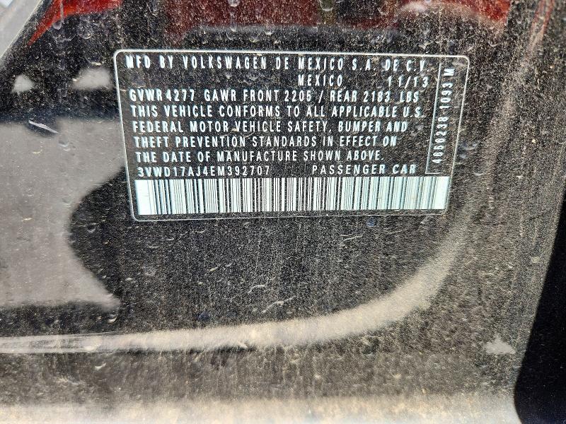 2014 Volkswagen Jetta მანქანა იყიდება აუქციონზე, vin: 3VWD17AJ4EM392707, აუქციონის ნომერი: 65828416