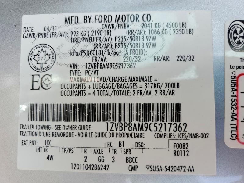 Aukcja sprzedaży 2012 Ford Mustang, vin: 1ZVBP8AM9C5217362, numer aukcji: 65834836