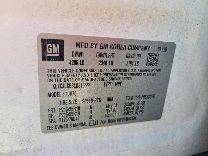 Продажа на аукционе авто 2020 Chevrolet Trax, vin: KL7CJLSB3LB315584, номер лота: 67032486