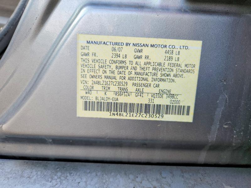 Продаж на аукціоні авто 2007 Nissan Altima, vin: 1N4BL21E27C230529, номер лоту: 63514876