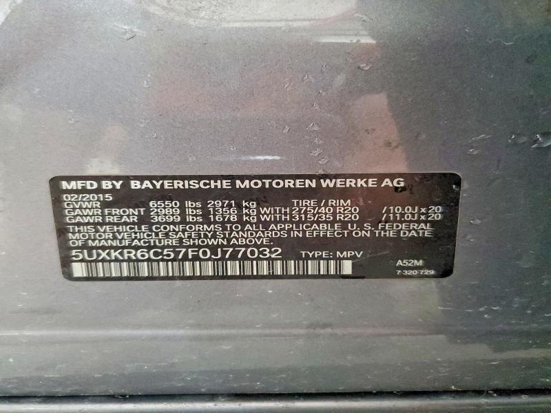 64852626 :رقم المزاد ، 5UXKR6C57F0J77032 vin ، 2015 Bmw X5 مزاد بيع