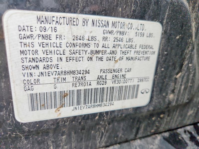 Продаж на аукціоні авто 2017 Infiniti Q50, vin: JN1EV7AR8HM834294, номер лоту: 63487226