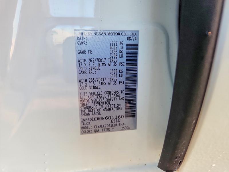 61786976 :رقم المزاد ، 1N6ED1EJ6SN601160 vin ، 2025 Nissan Frontier مزاد بيع