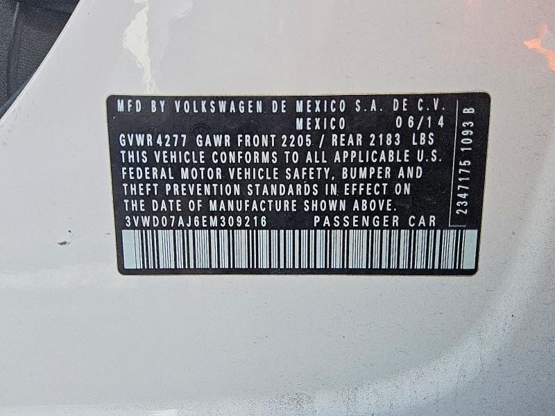 64270596 :رقم المزاد ، 3VWD07AJ6EM309216 vin ، 2014 Volkswagen Jetta مزاد بيع