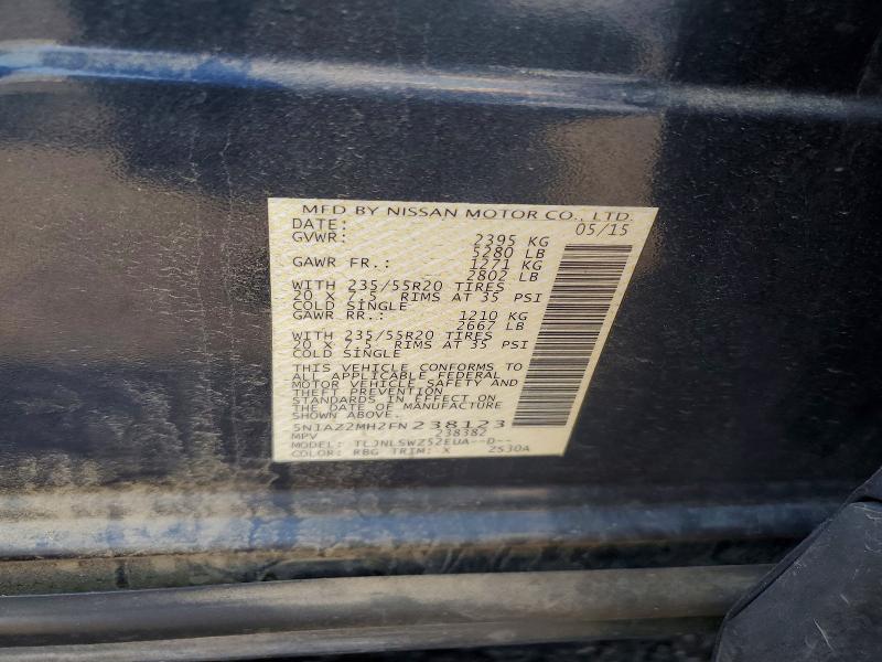 Aukcja sprzedaży 2015 Nissan Murano, vin: 5N1AZ2MH2FN238123, numer aukcji: 62826856
