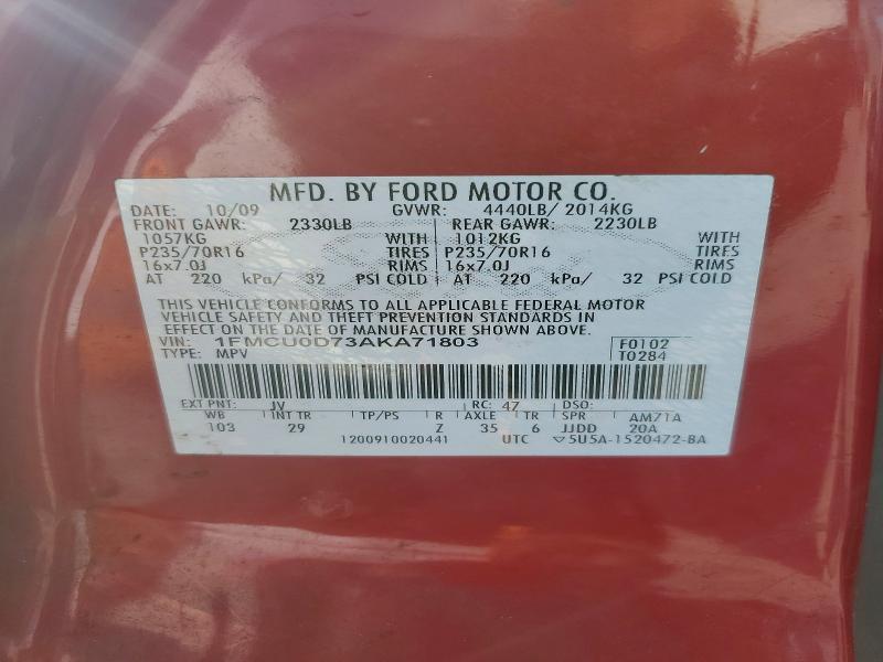 Продажа на аукционе авто 2010 Ford Escape, vin: 1FMCU0D73AKA71803, номер лота: 67246596
