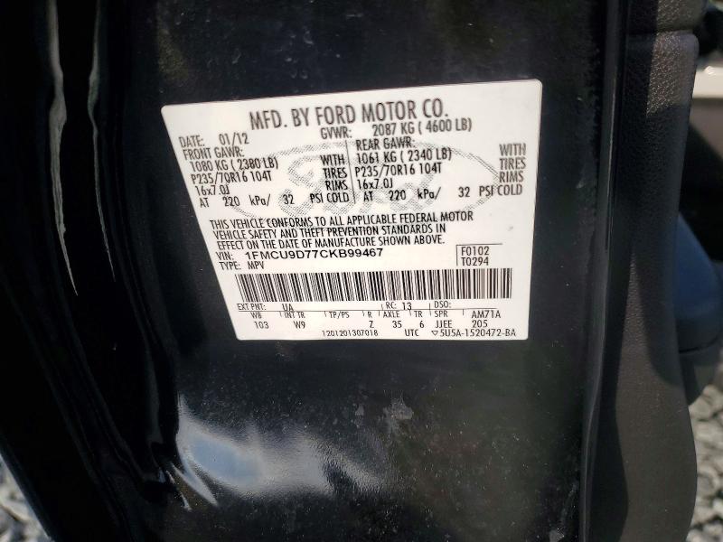 67073936 :رقم المزاد ، 1FMCU9D77CKB99467 vin ، 2012 Ford Escape مزاد بيع