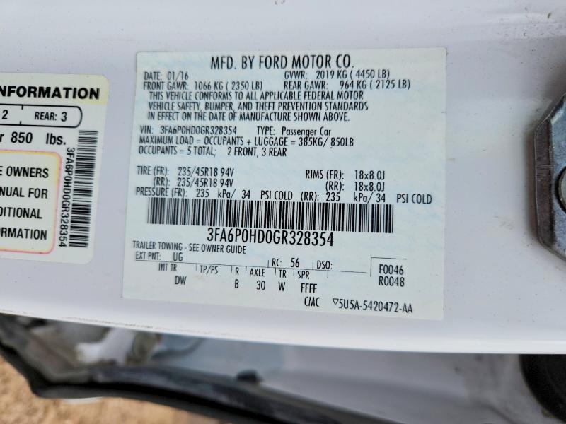 Продаж на аукціоні авто 2016 Ford Fusion, vin: 3FA6P0HD0GR328354, номер лоту: 65321746