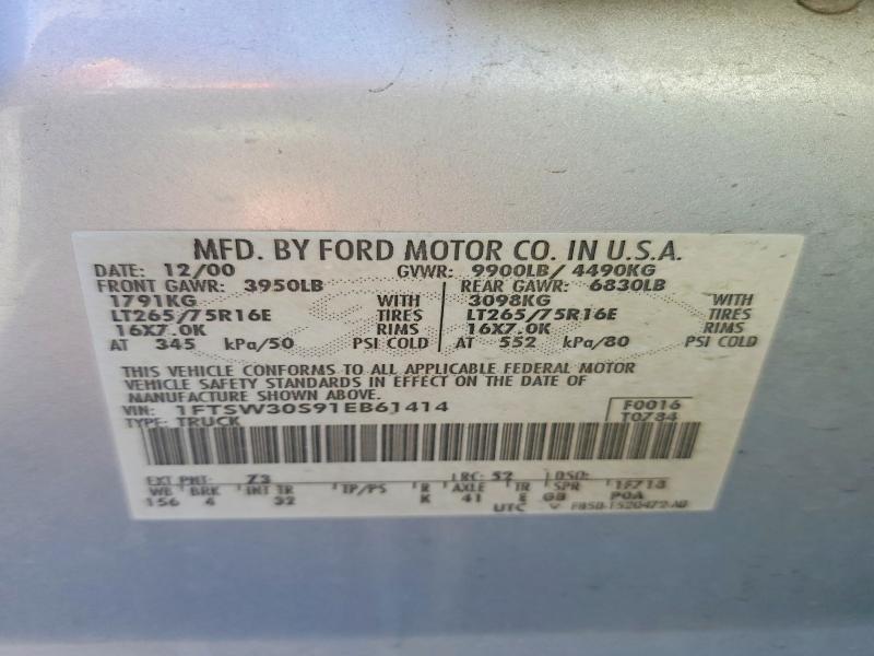 Aukcja sprzedaży 2001 Ford F350, vin: 1FTSW30S91EB61414, numer aukcji: 64957726