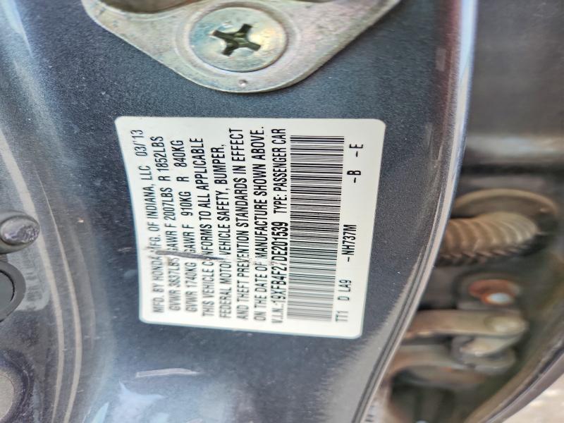 63810656 :رقم المزاد ، 19XFB4F27DE201539 vin ، 2013 Honda Civic مزاد بيع