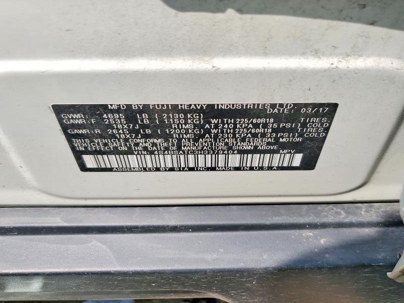 Aukcja sprzedaży 2017 Subaru Outback, vin: 4S4BSATC3H3379404, numer aukcji: 64805776