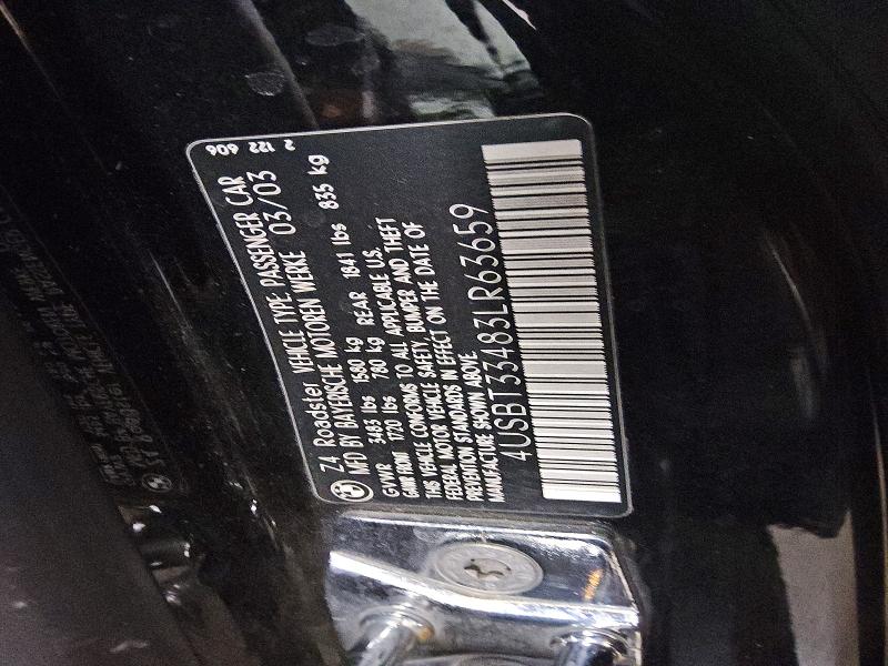 66487126 :رقم المزاد ، 4USBT33483LR63659 vin ، 2003 Bmw Z4 مزاد بيع