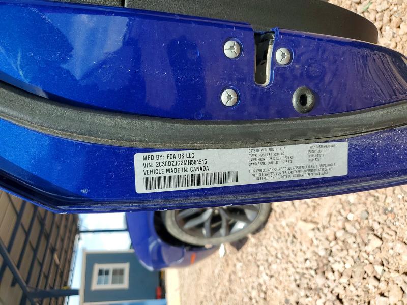 2021 Dodge Challenger მანქანა იყიდება აუქციონზე, vin: 2C3CDZJG2MH564515, აუქციონის ნომერი: 64538096